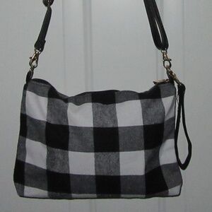 Black & White Buffalo Check Crossbody Bag - NEW